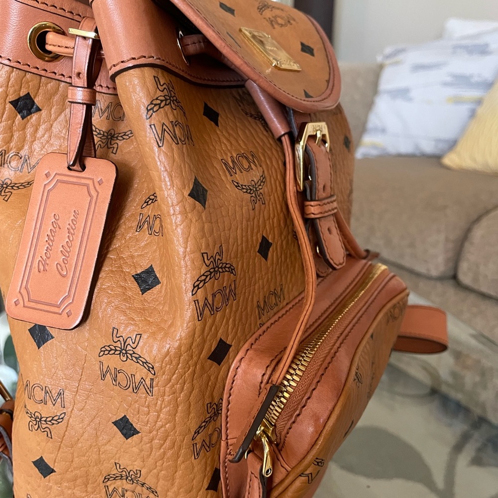 Mcm Heritage Drawstring Small Backpack Leather - image 7